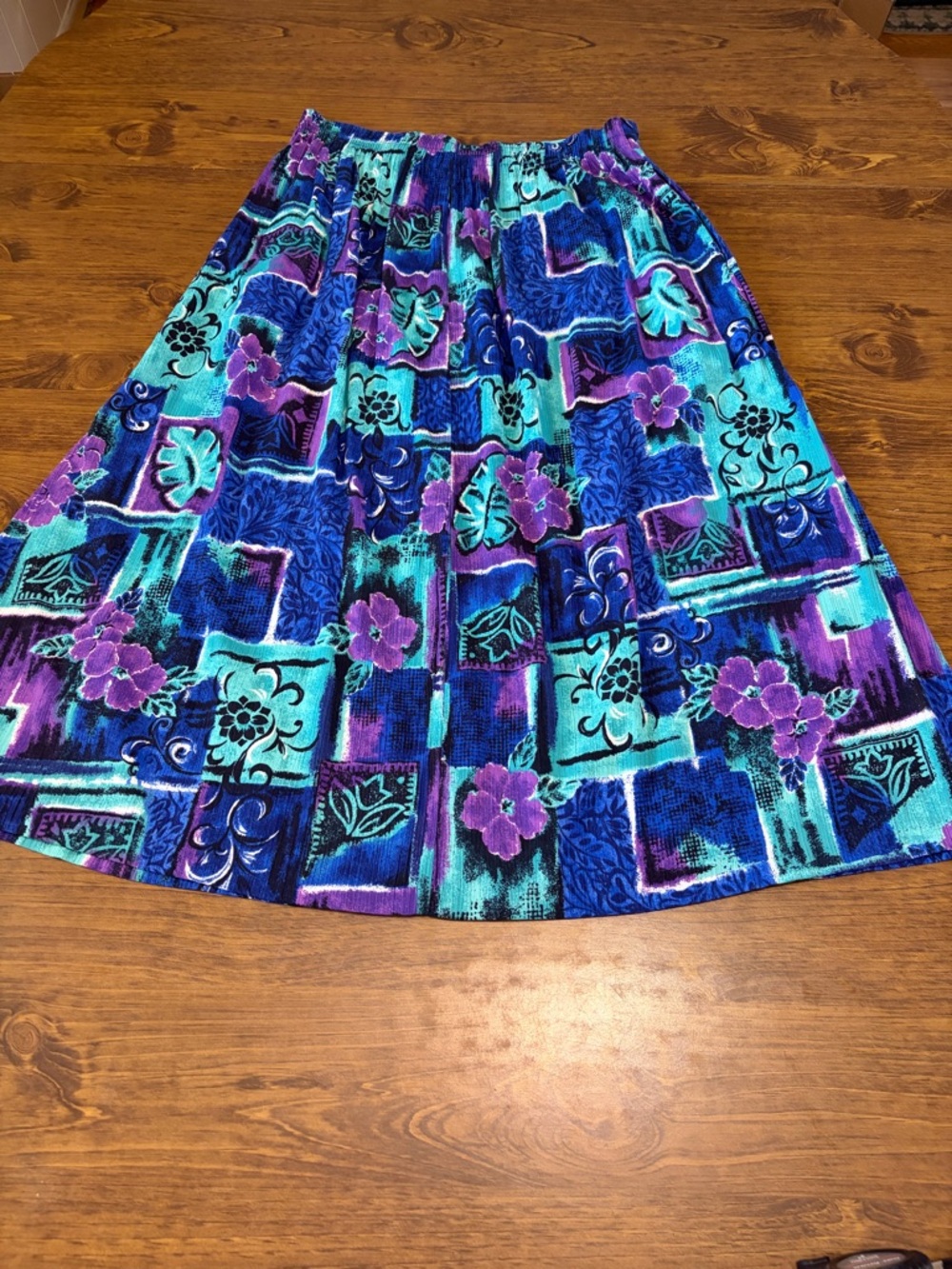 Vintage Jessica Scott Blue & Purple Floral Skirt with pockets spring time - Picture 7 of 8